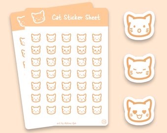 Cat Emoji Sticker Sheet | Matte Sticker | Kawaii Sticker | Sticker Sheet | Cute Stationery | Planner Sticker | Emoji Stickers | Journaling