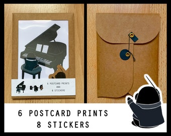 Music Prints and Sticker Set | Drums | Piano | Ukulele | Guitar | Bass | Cello | Violin | DJ | Singer | Stickers | Musical Instruments