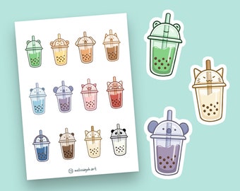 Boba Tea Holographic Glitter Vinyl Deco Stickers – StickyRiceCompany