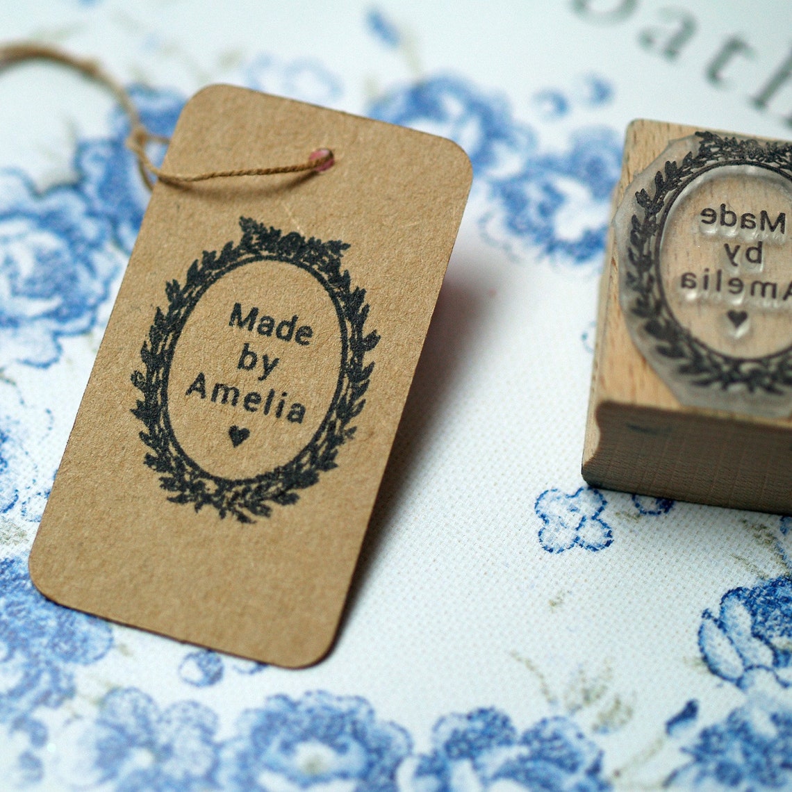 Made by Personalised Rubber Stamp handmade goods labelling Etsy