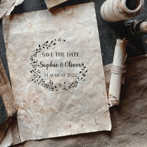 Cottagedecor botanical save the date wedding rubber stamp