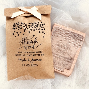 Wedding Favour Rubber Stamp with Hearts Design, Wedding  Thank You Stamper / UK