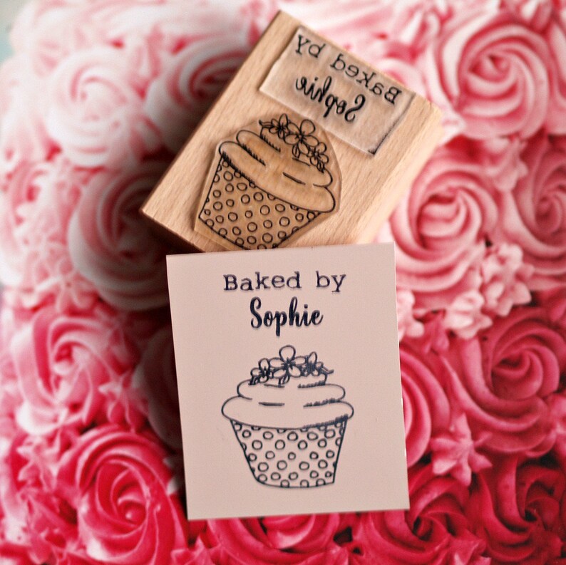 Baking Stamp Cupcake Personalised Custom Rubber Stamp Etsy