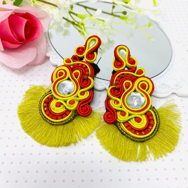 Soutache Earrings,  Soutache jewelry, Handmade Statement Earrings, big fashion earrings, cool earrings, wanderlust jewelry, soutache cord