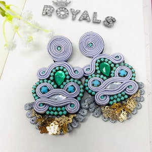 Soutache Earring, soutache jewelry, Handmade Statement earrings, stunning earrings, wanderlust jewelry, Long soutache earrings
