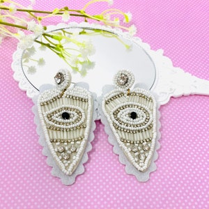 Evil eye & Heart dangle earrings, Heart Shaped and Evil Eye Earrings Handmade, funny earrings, cool earrings, evil eye earrings