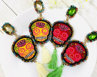 Catrina Earrings,  cool earrings,  Sugar skull Earrings, Day of the dead earrings, Halloween earrings, skull earrings , mexican earrings