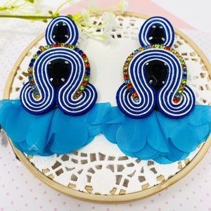 Handmade Soutache Earring, soutache jewelry, Statement earrings, stunning earrings, wanderlust jewelry, Long soutache earrings