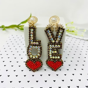 Mismatched love letter earrings, cool earrings, heart shaped earrings, handmade earrings, funny earrings, wanderlust jewelry