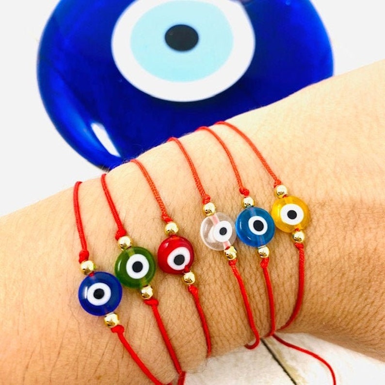 Matching Evil eye red string bracelet charm cord bracelet Etsy