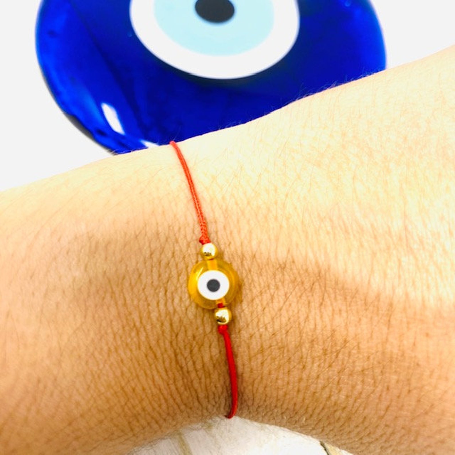Matching Evil eye red string bracelet charm cord bracelet Etsy España