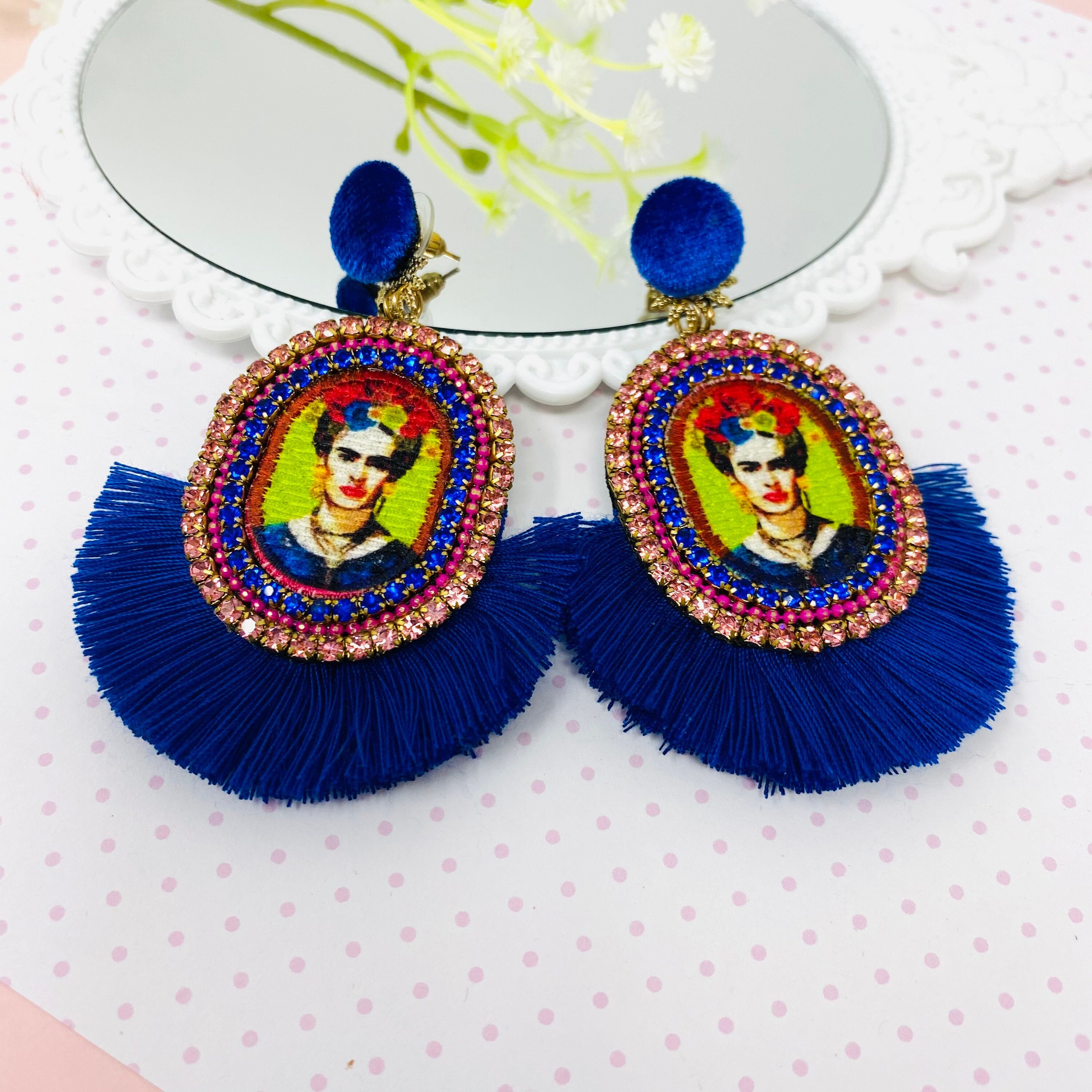 Frida Kahlo Earrings Mexican Painter Handmade Earrings Frida
