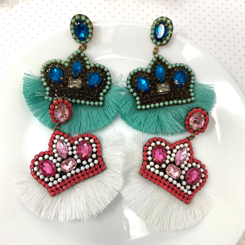 Crown Charm Princess earrings handmade princess jewelry Queen crown earrings Statement Earrings Amazing Earrings royal queen earrings