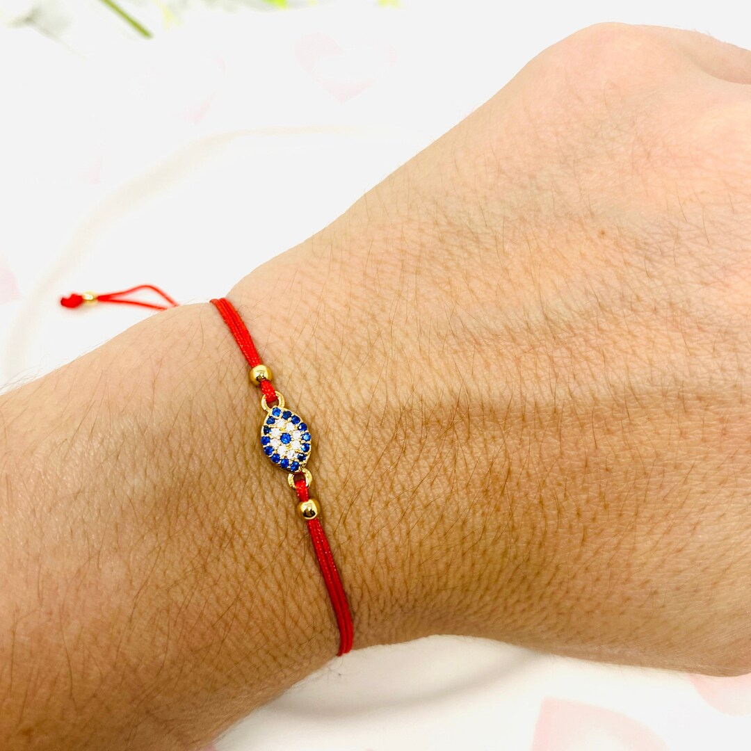 Jewel String Evil Eye Red String Bracelet, Evil Eye Charm Cord Bracelet, Good Luck ...