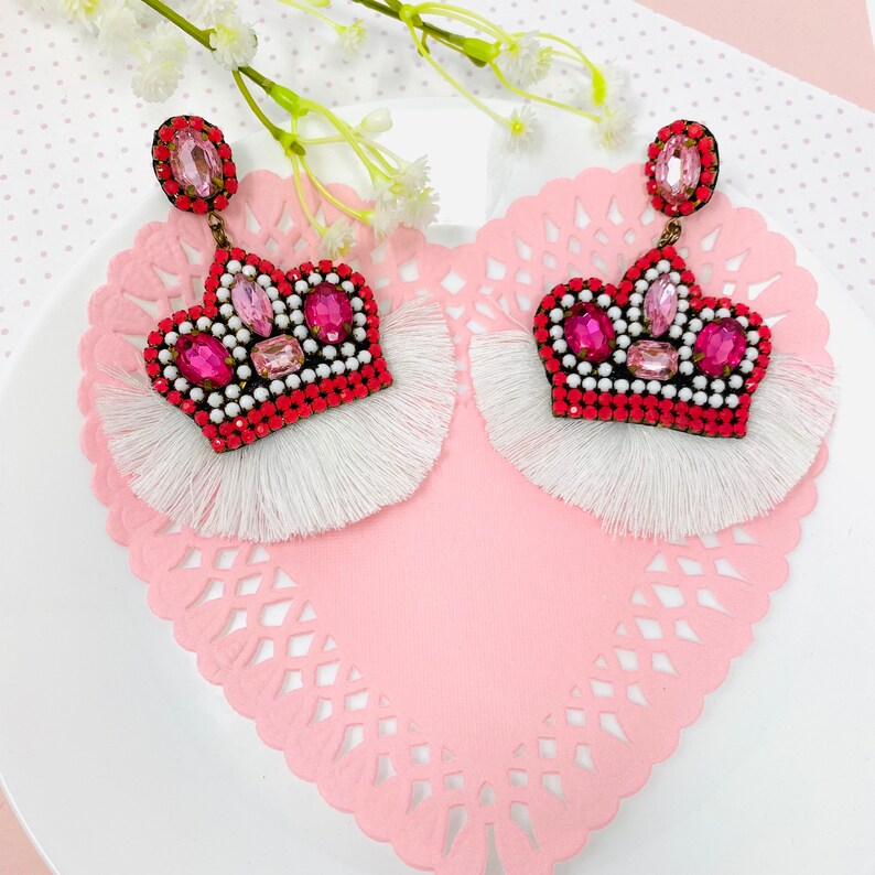 Crown Charm Princess earrings handmade princess jewelry Queen crown earrings Statement Earrings Amazing Earrings royal queen earrings