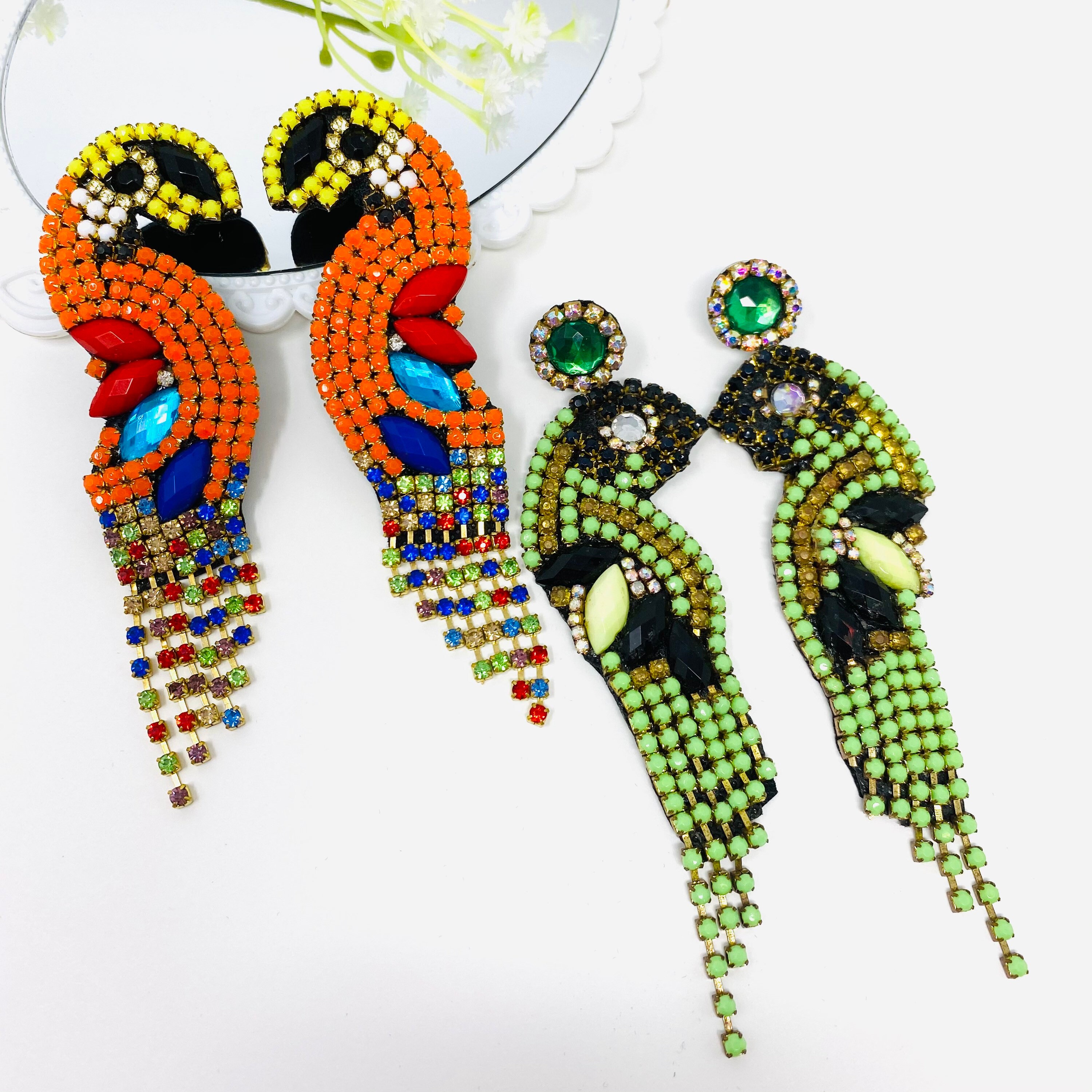 Parrot Earrings beaded parrot earrings funny earrings Etsy