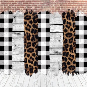 Paint Stroke Buffalo Plaid/White/Black/Leopard Print PNG Sublimation, Waterslide Design *Instant Digital Download*