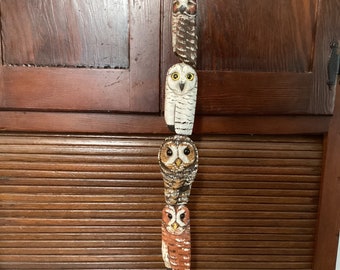 Handcarved Driftwood Owl Totem