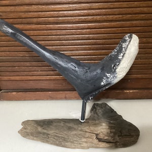 Handcarved Driftwood Blue Whale