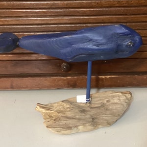 Handcarved Driftwood Blue Whale