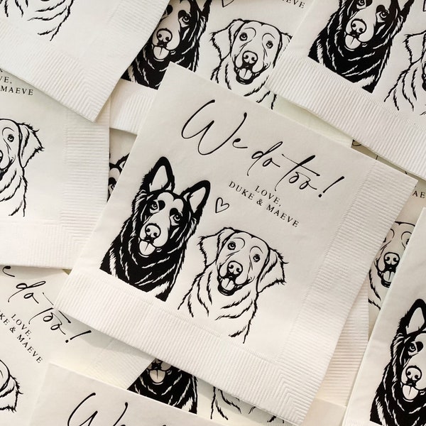 Two Pet, Dog Custom Wedding Cocktail Napkins