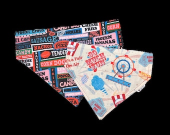 Carnival Rides / Fair Food / Summer / Over the Collar / Reversible / Bandanna / Dog Bandana