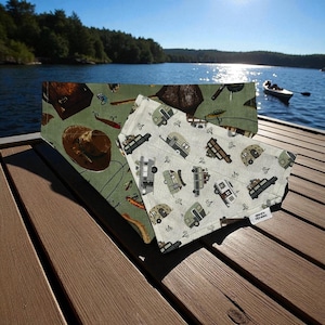 Fishing Trip / Campers / Fish / Over the Collar / Reversible / Bandanna / Dog Bandana