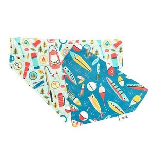 Fishing Lures / Summer / Fish / Over the Collar / Reversible / Bandanna / Dog Bandana