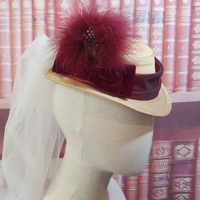 THE JO - 1870's Victorian Style Percher Hat With Veil (many Colours ...