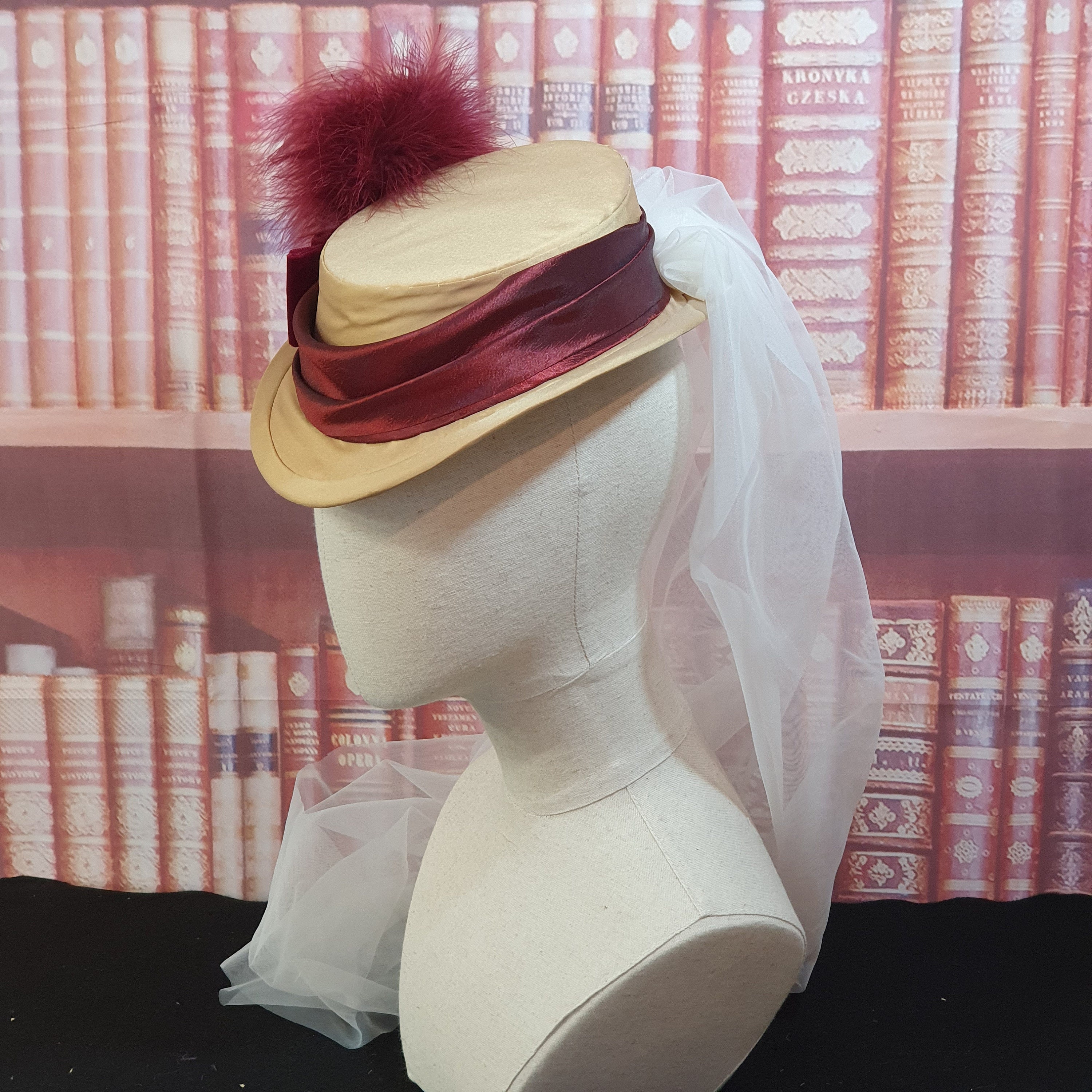 THE JO - 1870's Victorian Style Percher Hat With Veil (many Colours ...