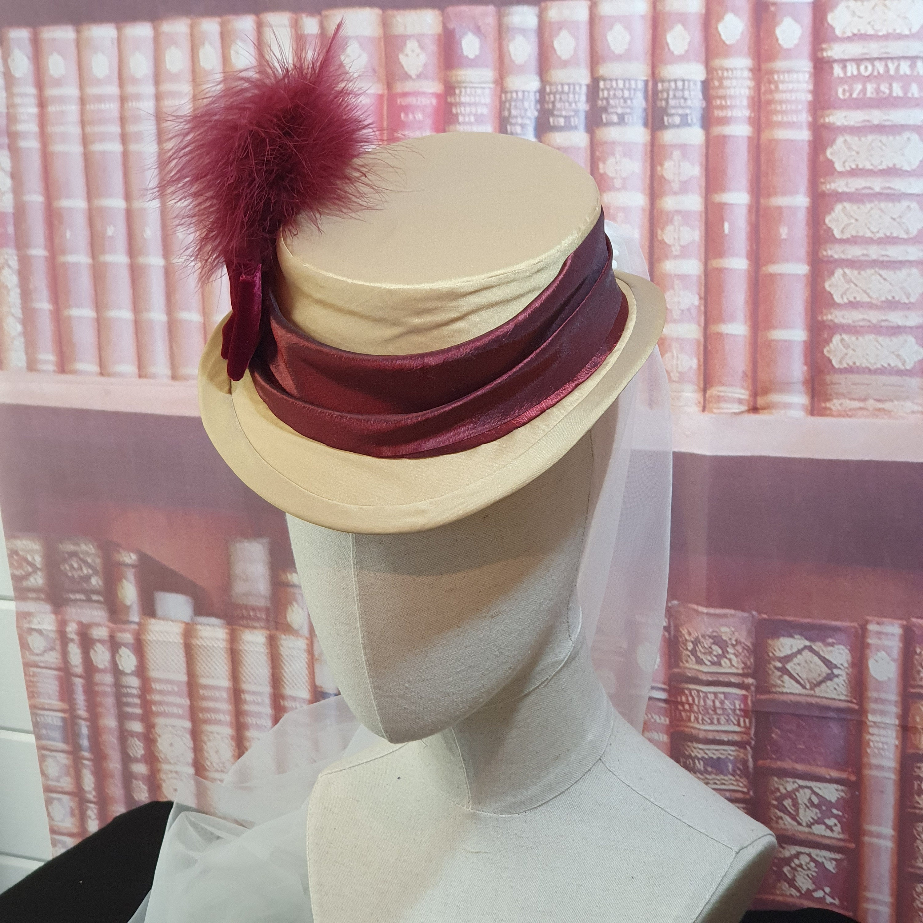 THE JO - 1870's Victorian Style Percher Hat With Veil (many Colours ...