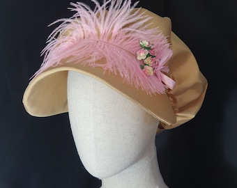 THE LIZZY  Regency Hat - Gold faux silk taffeta (many colours and trims available)