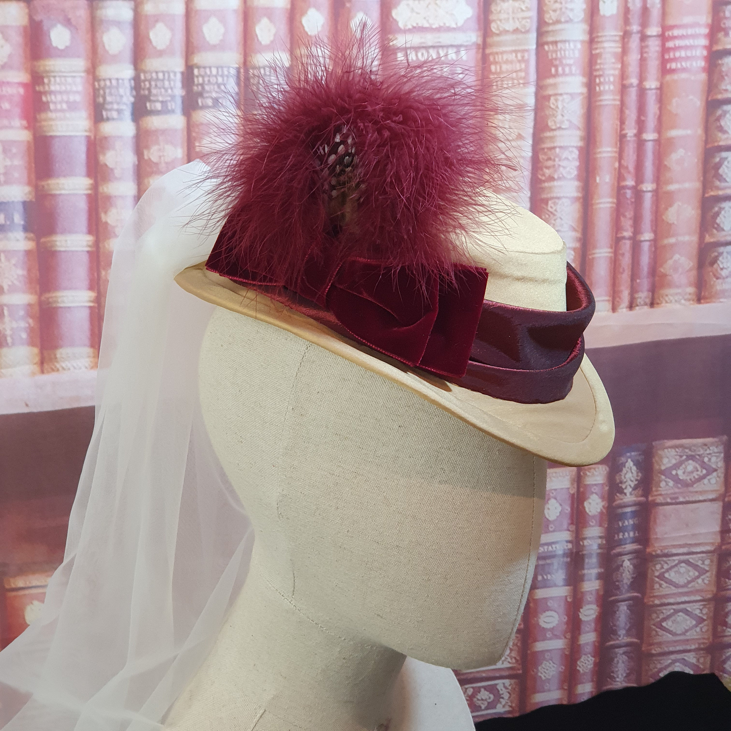 THE JO - 1870's Victorian Style Percher Hat With Veil (many Colours ...