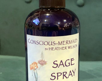 Crystal infused Room / Body Sage Spray- clearing saging, smudge spray