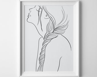 Items Similar To Minimalist Woman Sketch Black And White