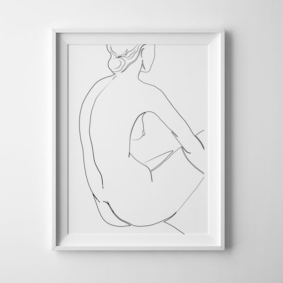 Minimalist Nude Sketch Nudeart Large Scale Minimalist Nude Drawing Bedroom Nude Art Line Nude Art