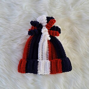 Children&#39;s Winter Hat Crochet Hat / Kids Winter Beanie / Red White Blue Kids Hat
