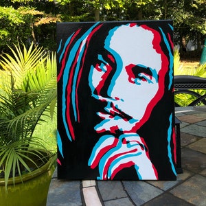 Hand-Painted Bob Marley 3D Trippy Painting, Bob Marley Artwork, Bob Marley Wall Decor, 3D Trippy Art, Trippy Wall Decor