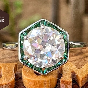2.50 TCW Old Mine Round 8.5 MM  White Moissanite Engagement Ring,, Wedding Ring, Anniversary Gifts For Her, Promise Ring