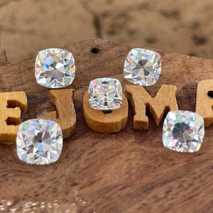 7 to 11mm Loose Moissanite old mine Cushion cut G-H Color SIZE CHOICE Diamond Alternatives Ethical Diamond Jewelry Making USA Seller