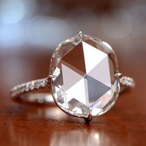 2.68 Carat 14k White Gold  Classic style  Antique Rose Cut Moissanite Ring Engagement Anniversary Ring, Ring for Gift