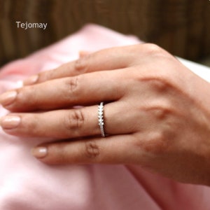 6MM Simple and Elegant Six Stone Colorless Moissanite Ring, Anniversary Gift Ring  925 Sterling Silver , 10K 14K 18K White Gold Ring