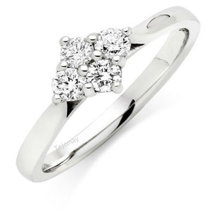 4MM Simple and Elegant Four Stone Colorless Moissanite Ring, Anniversary Gift Ring 925 Sterling Silver , 10K 14K 18K White Gold Ring