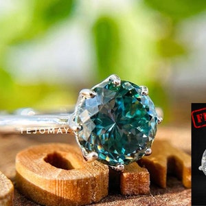 Friendship Day Gift, Portuguese Cut 8 MM Blue Color Moissanite Engagement Ring, Wedding Ring, And Get 1CT CZ Diamond Stud Free