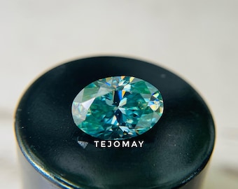 Loose Oval Cyan Blue Moissanite | VVS1 Clarity Brilliant Cut | DIY Jewelry Gem | Unique Custom Stone for Rings & Gifts