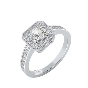 Classic Style Asscher Cut 925 Sterling Silver, 10K/14K/White Gold Moissanite Dimond Ring Engagement Anniversary Ring, Ring For Women