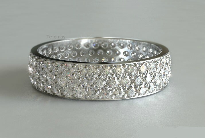 Traditional Style Diamond  Wedding Band,  Eternity Ring 925 sterling silver Moissanite  2MM DEF Color White Round Moissanite USA Seller