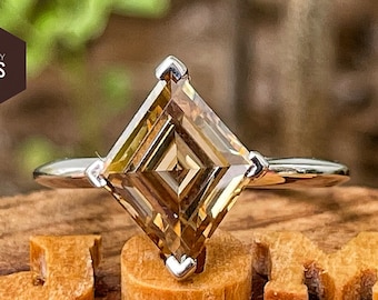 Unique 2.25 TCW Champagne Color Kite Moissanite Engagement Ring,, Wedding Ring, Anniversary Gifts For Her, Promise Ring