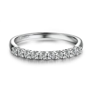 2 MM Round Brilliant Cut Colorless Moissanite Band, Eternity Wedding Band, Half Eternity Band, Anniversary Gift for Her, Bridal Set Band
