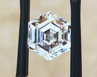 Exclusieve Hexagon Witte Kleur Losse Moissanite Diamond Alternatieven Ethische Diamant Voor verlovingsring, Oorbellen, Band USA Verkoper